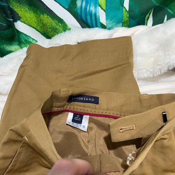 Lands’ End 12P Tan Caramel Wool Office Work Fall Winter Minimalist Classic Pants - Picture 9 of 10
